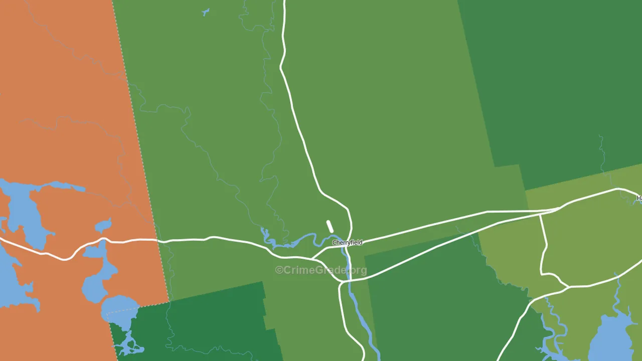 Cherryfield, ME Map of Vehicle Theft Rates