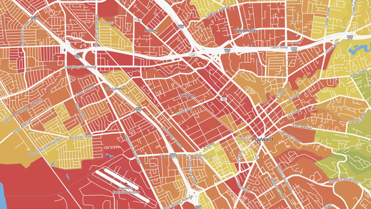 Cherryland, CA Map of Vehicle Theft Rates
