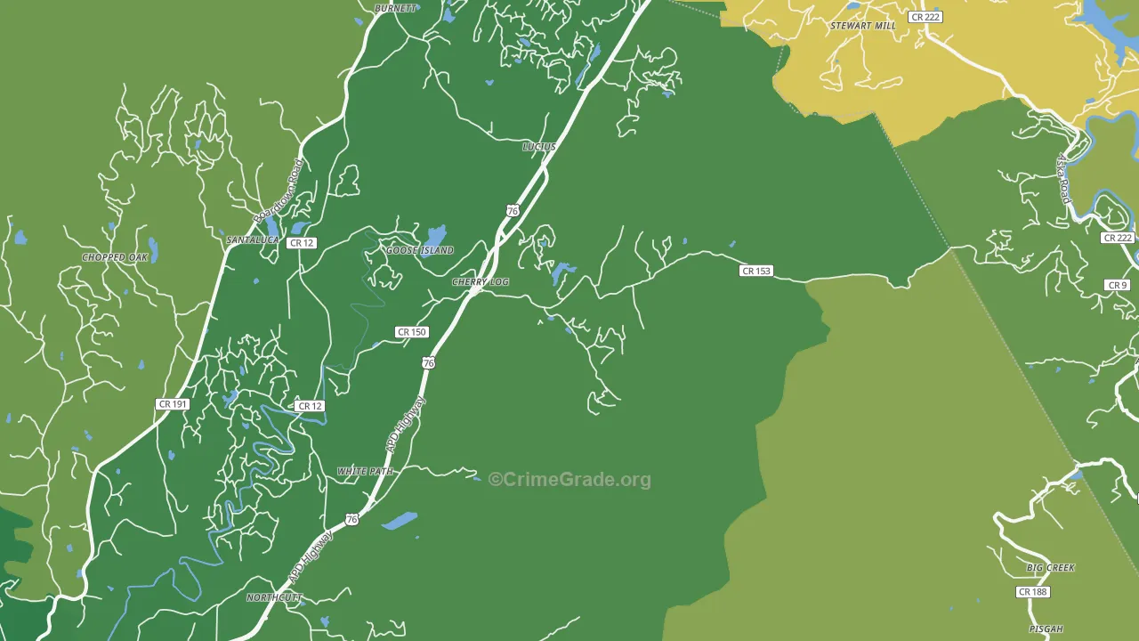 Cherrylog, GA Map of Vehicle Theft Rates