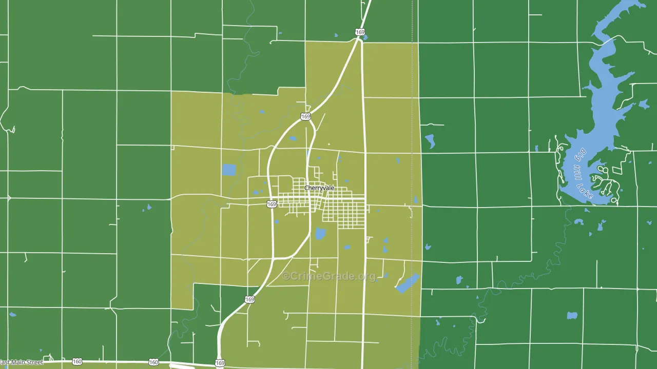 Cherryvale, KS Map of Vehicle Theft Rates