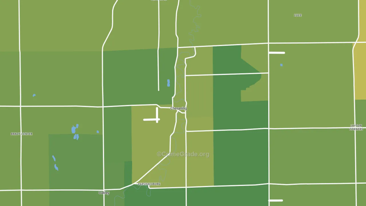 Chesaning, MI Map of Vehicle Theft Rates
