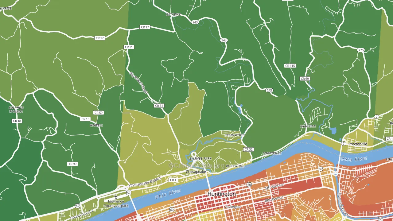 Chesapeake, OH Map of Vehicle Theft Rates