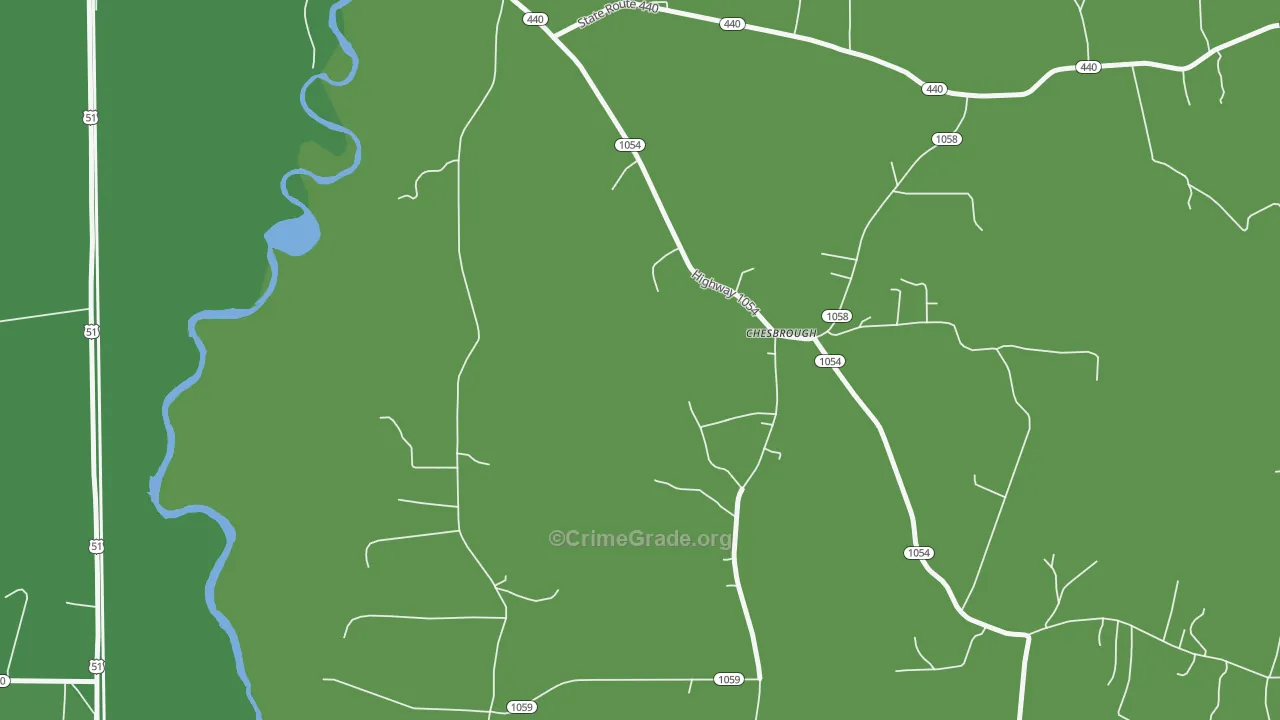 Chesbrough, LA Map of Vehicle Theft Rates