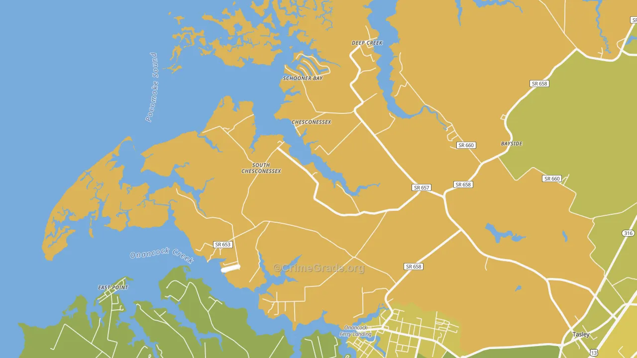 Chesconessex, VA Map of Vehicle Theft Rates