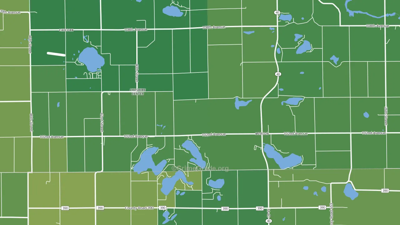 Cheshire Center, MI Map of Vehicle Theft Rates