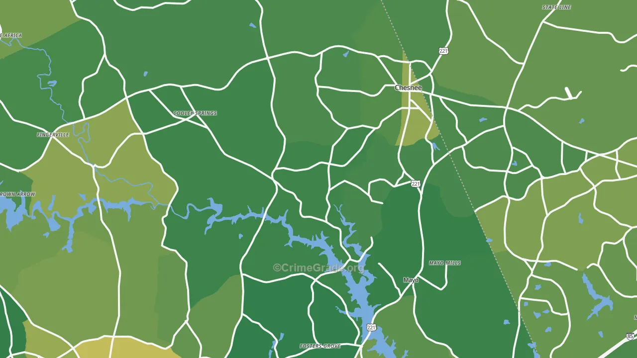 Chesnee, SC Map of Vehicle Theft Rates