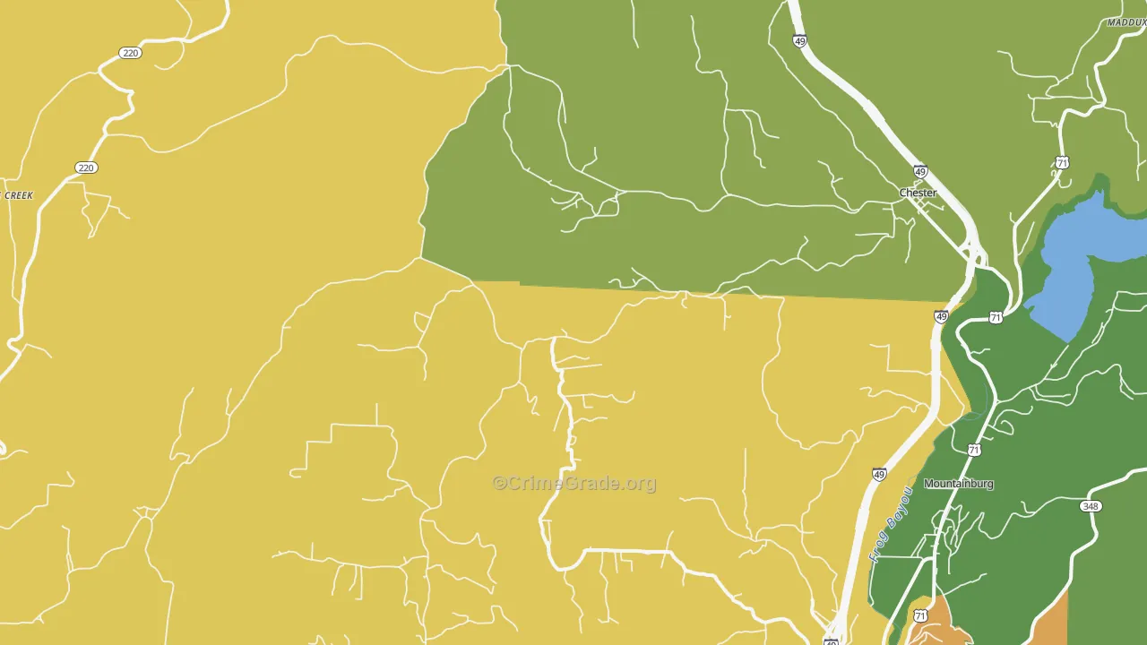 Chester, AR Map of Vehicle Theft Rates