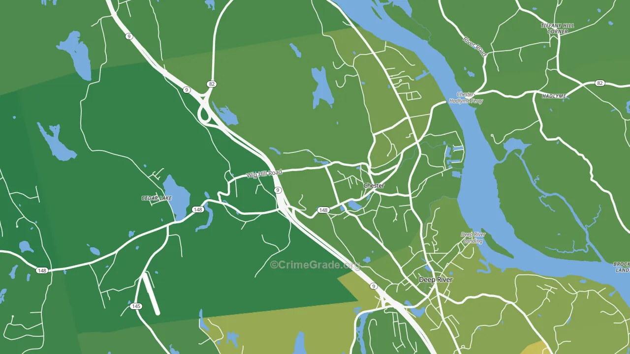 Chester, CT Map of Vehicle Theft Rates