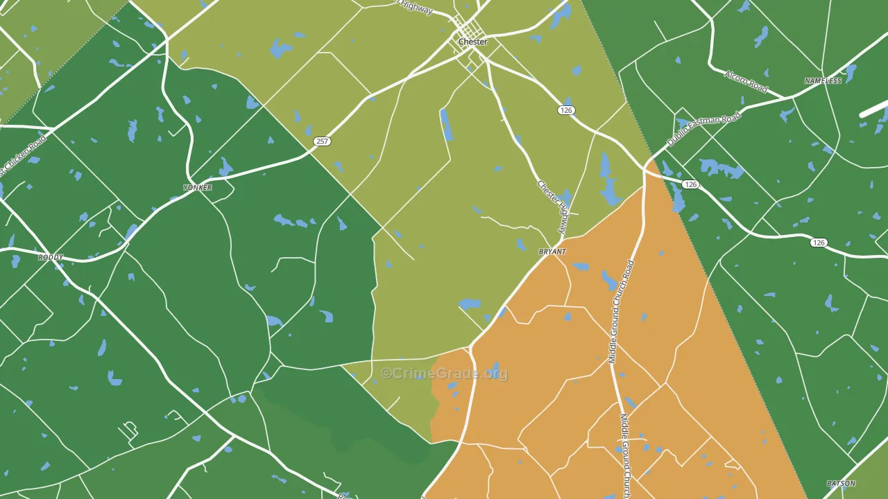 Chester, GA Map of Vehicle Theft Rates