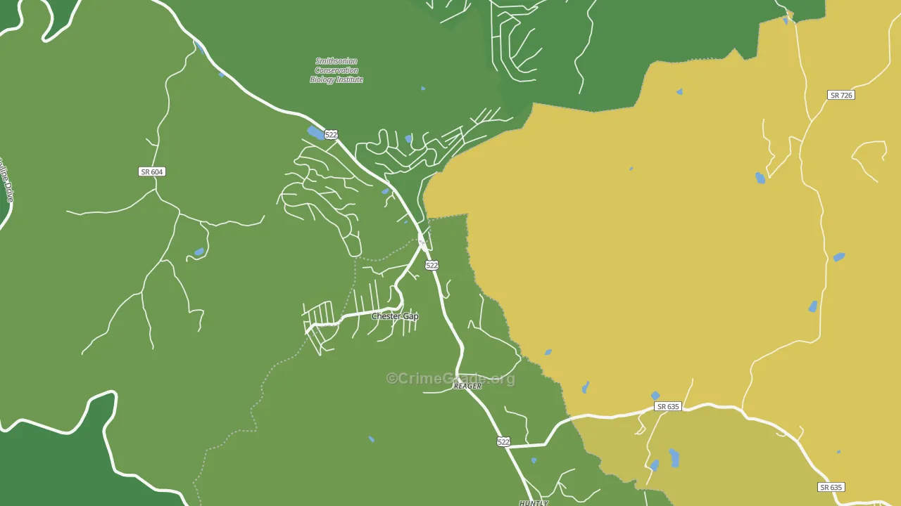 Chester Gap, VA Map of Vehicle Theft Rates