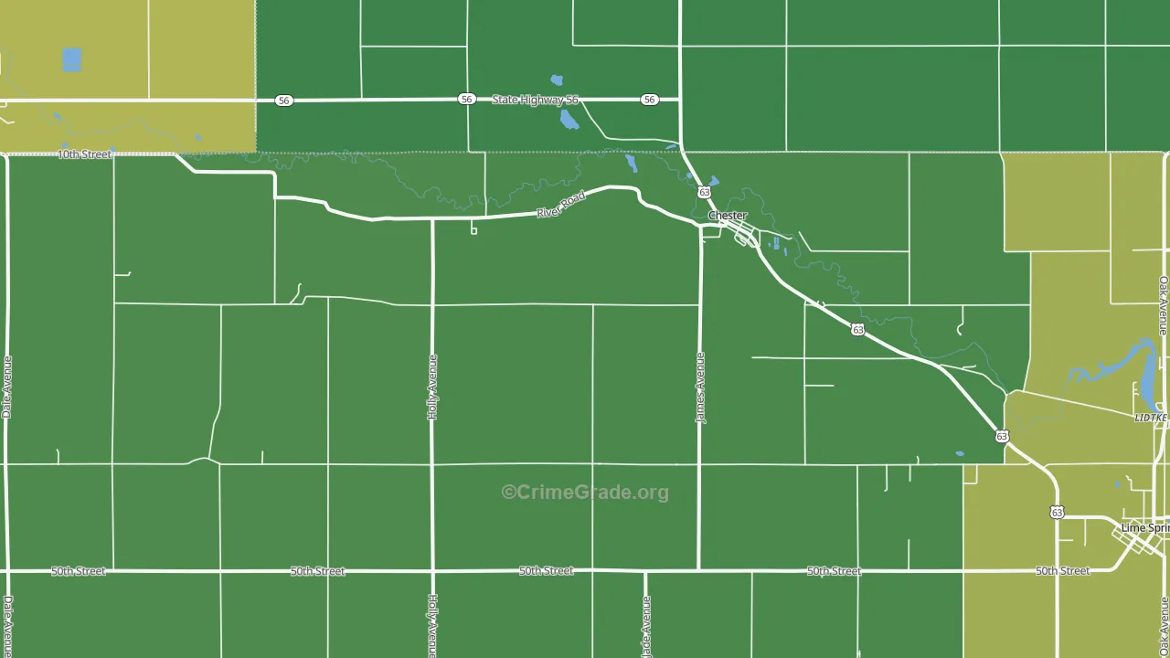 Chester, IA Map of Vehicle Theft Rates