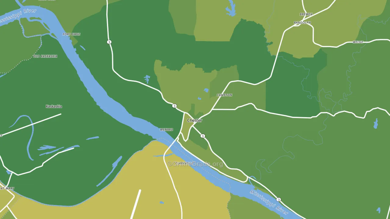 Chester, IL Map of Vehicle Theft Rates