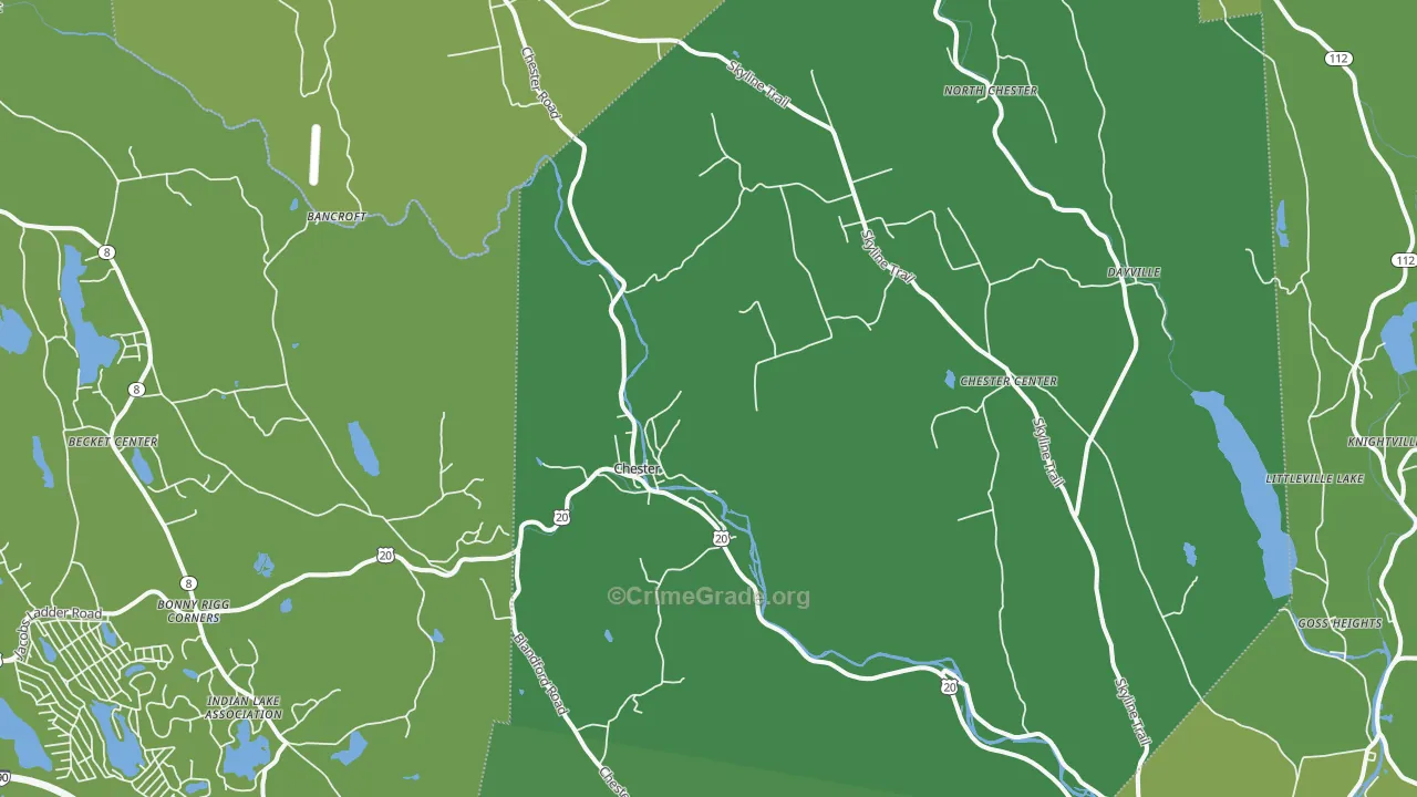 Chester, MA Map of Vehicle Theft Rates