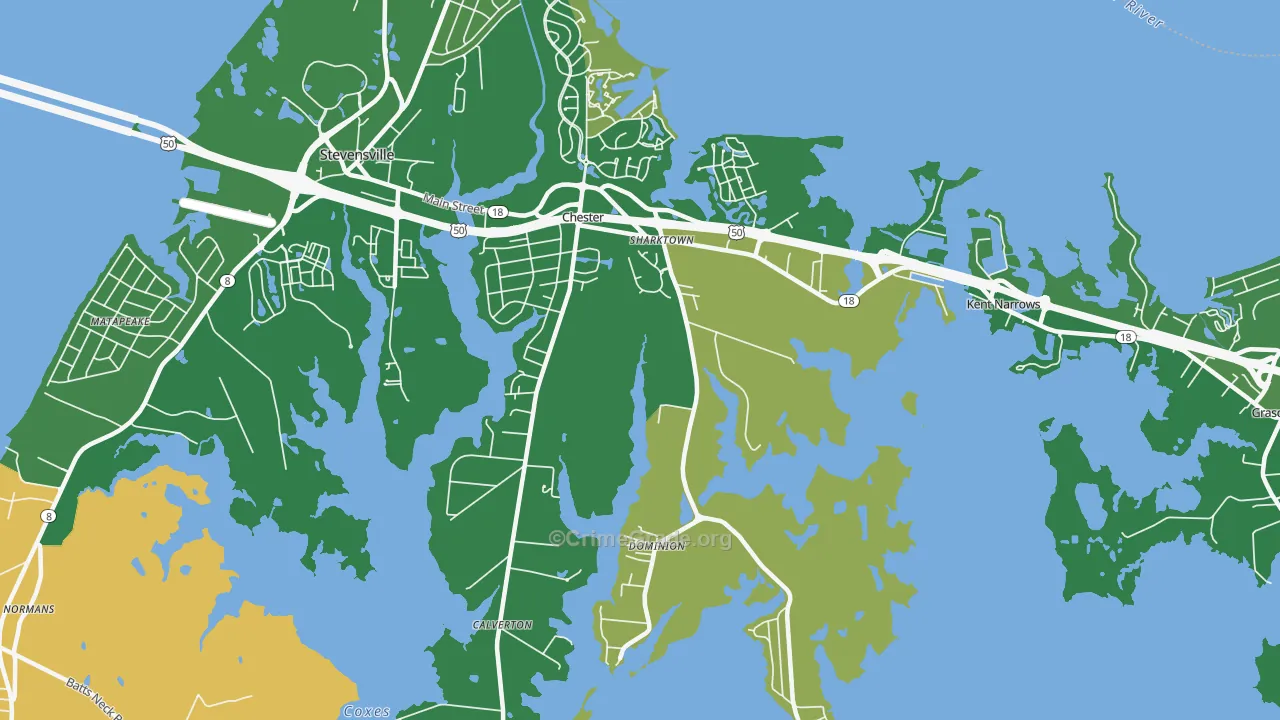 Chester, MD Map of Vehicle Theft Rates