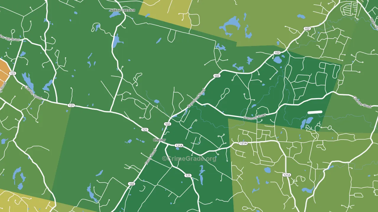Chester, NH Map of Vehicle Theft Rates