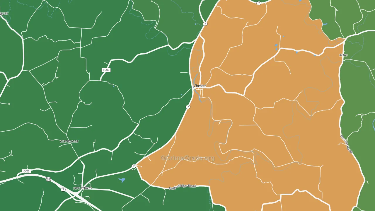 Chester, OH Map of Vehicle Theft Rates