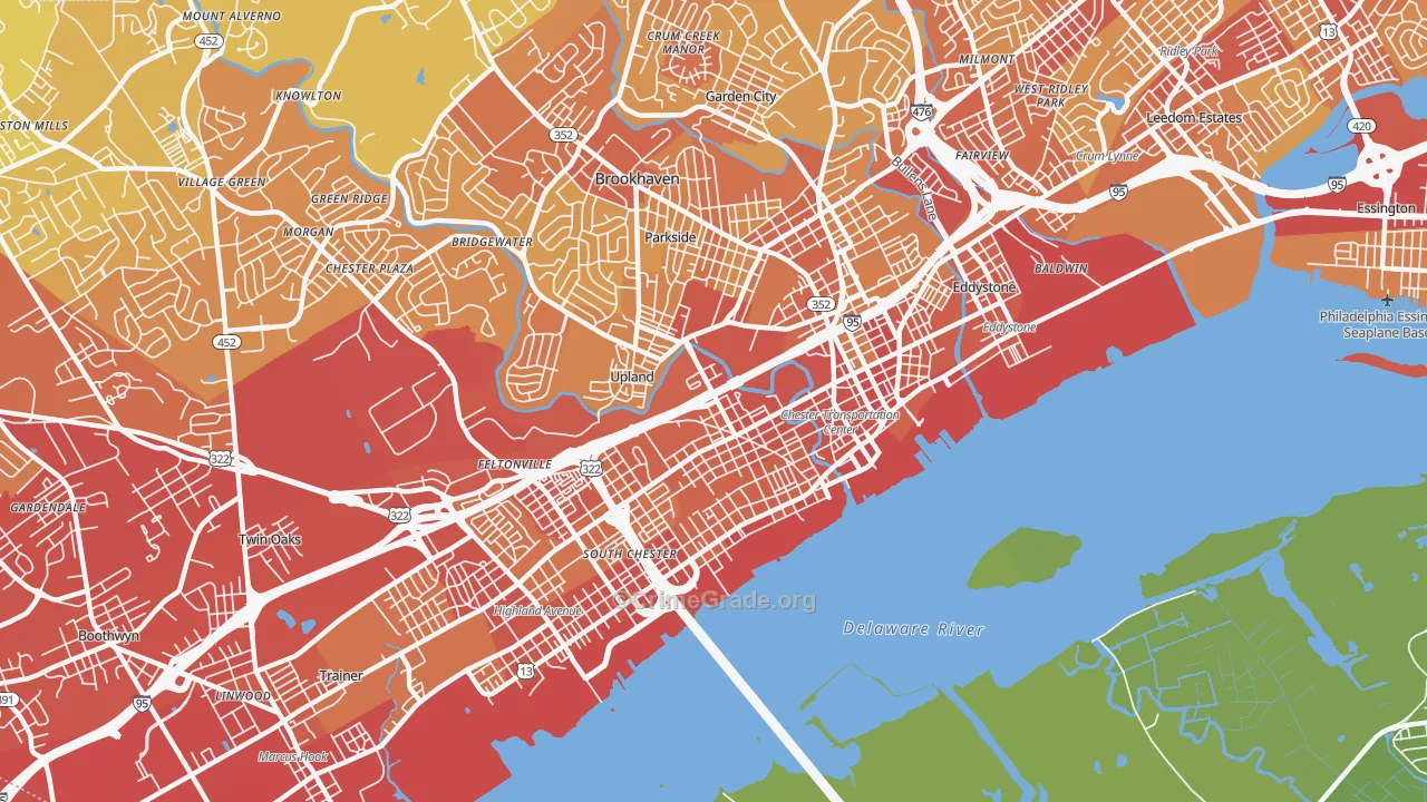 Chester, PA Map of Vehicle Theft Rates