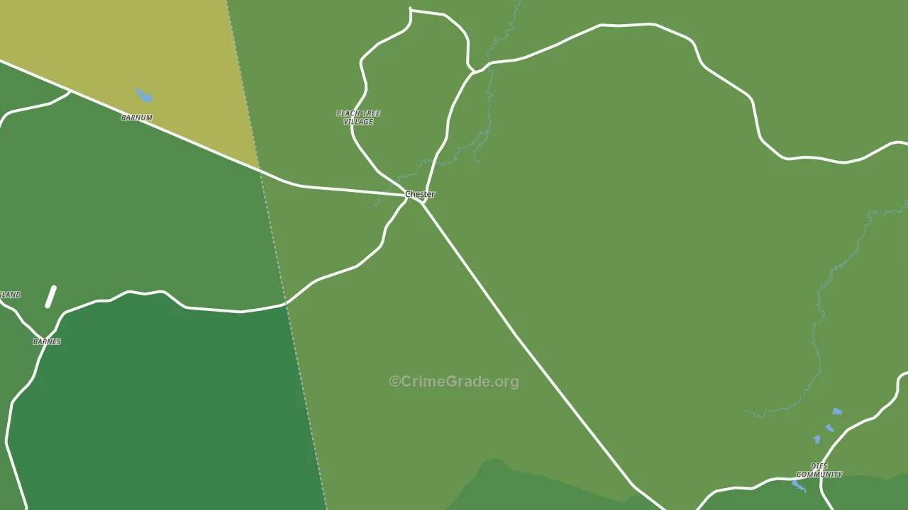 Chester, TX Map of Vehicle Theft Rates