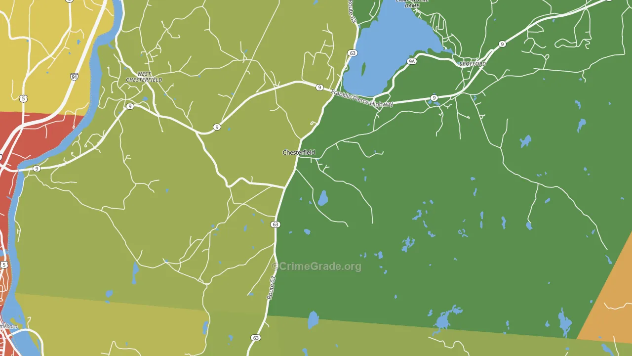 Chesterfield, NH Map of Vehicle Theft Rates