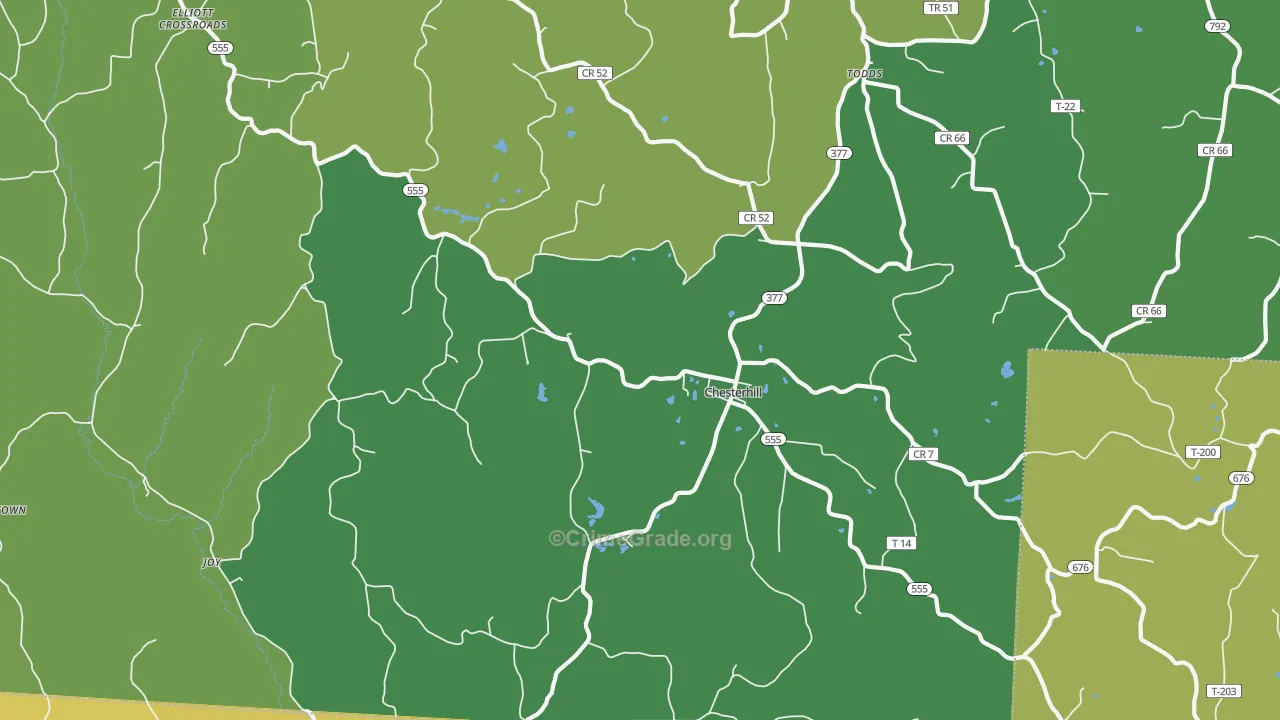 Chesterhill, OH Map of Vehicle Theft Rates