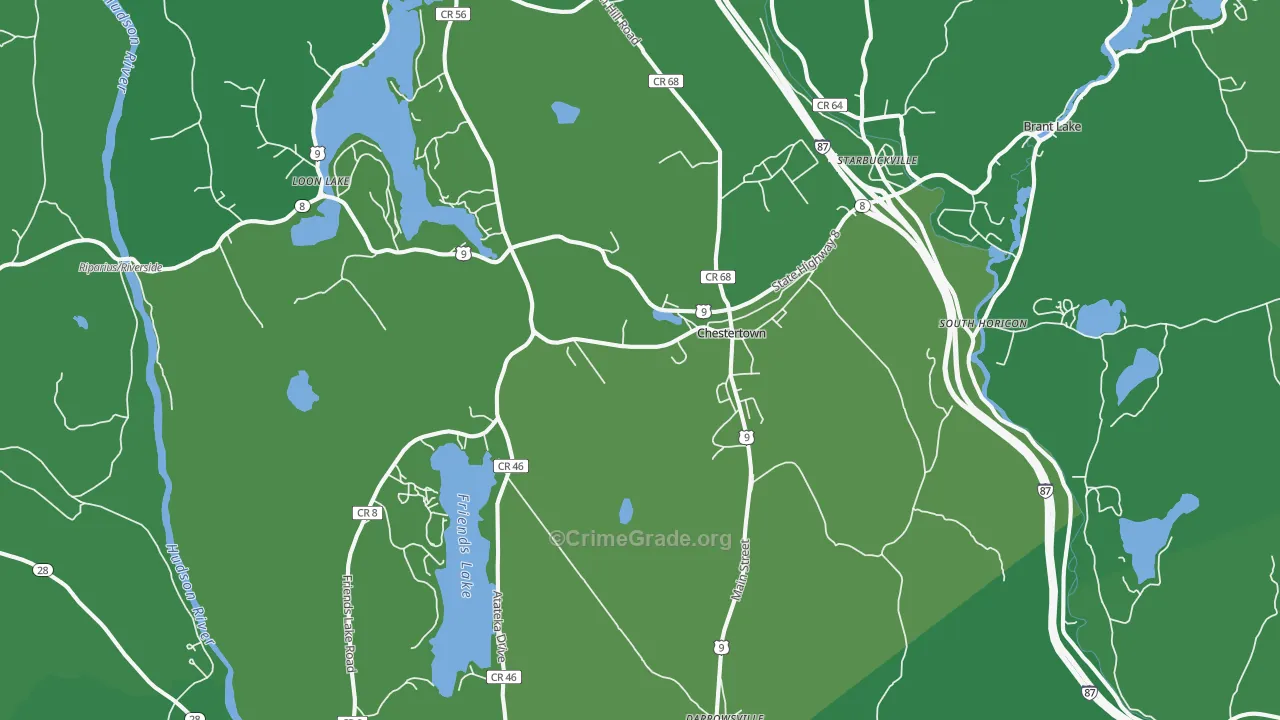 Chestertown, NY Map of Vehicle Theft Rates