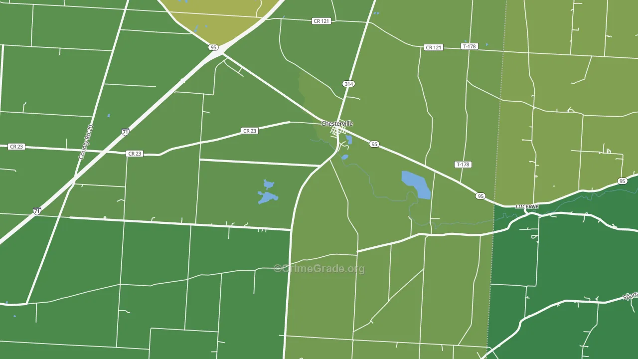 Chesterville, OH Map of Vehicle Theft Rates