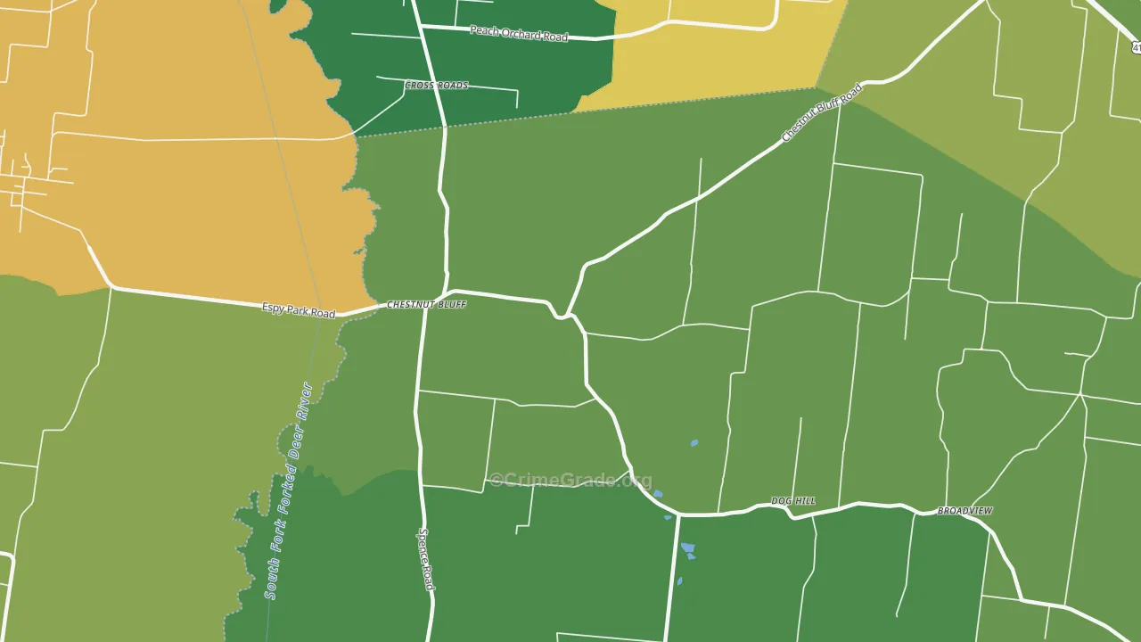 Chestnut Bluff, TN Map of Vehicle Theft Rates