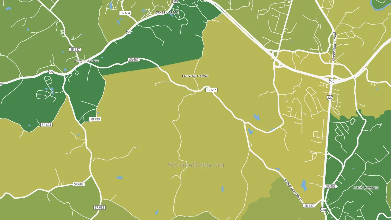 Chestnut Knob, VA Map of Vehicle Theft Rates
