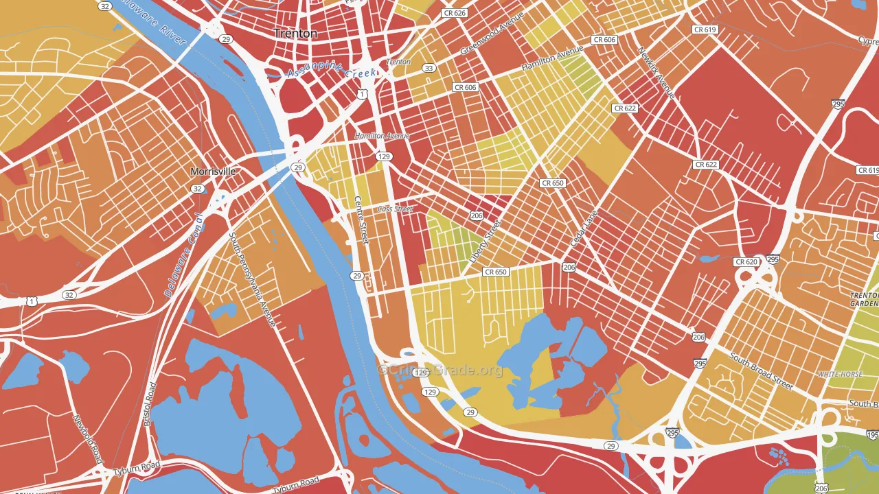 Chestnut Park, Trenton, NJ Map of Vehicle Theft Rates