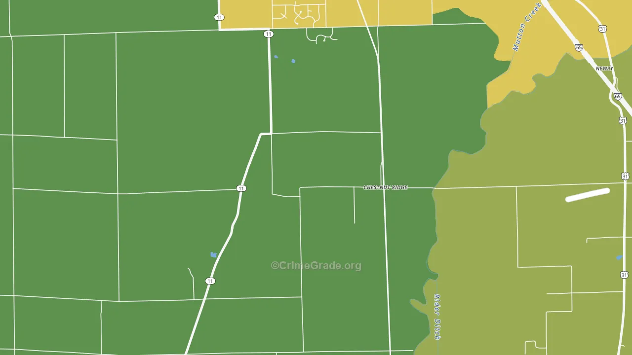 Chestnut Ridge, IN Map of Vehicle Theft Rates