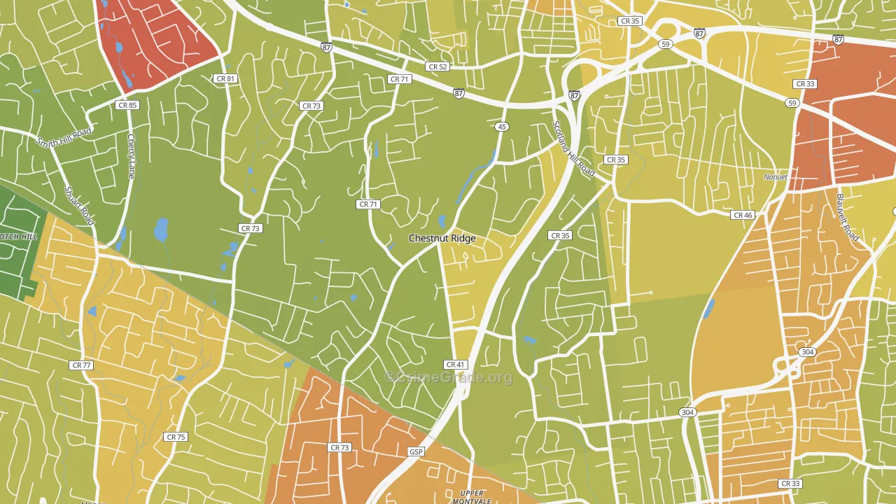 Chestnut Ridge, NY Map of Vehicle Theft Rates
