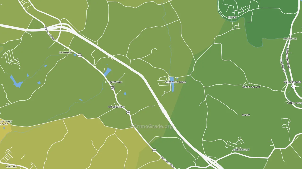 Chestnut Ridge, PA Map of Vehicle Theft Rates