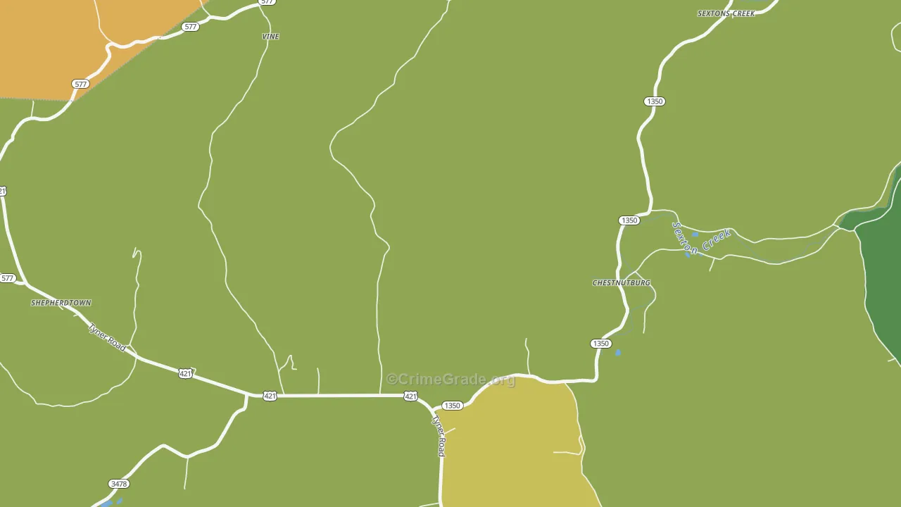 Chestnutburg, KY Map of Vehicle Theft Rates