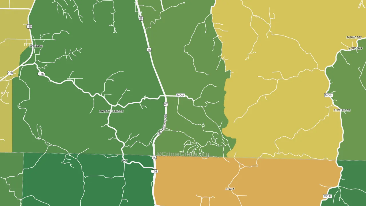 Chestnutridge, MO Map of Vehicle Theft Rates