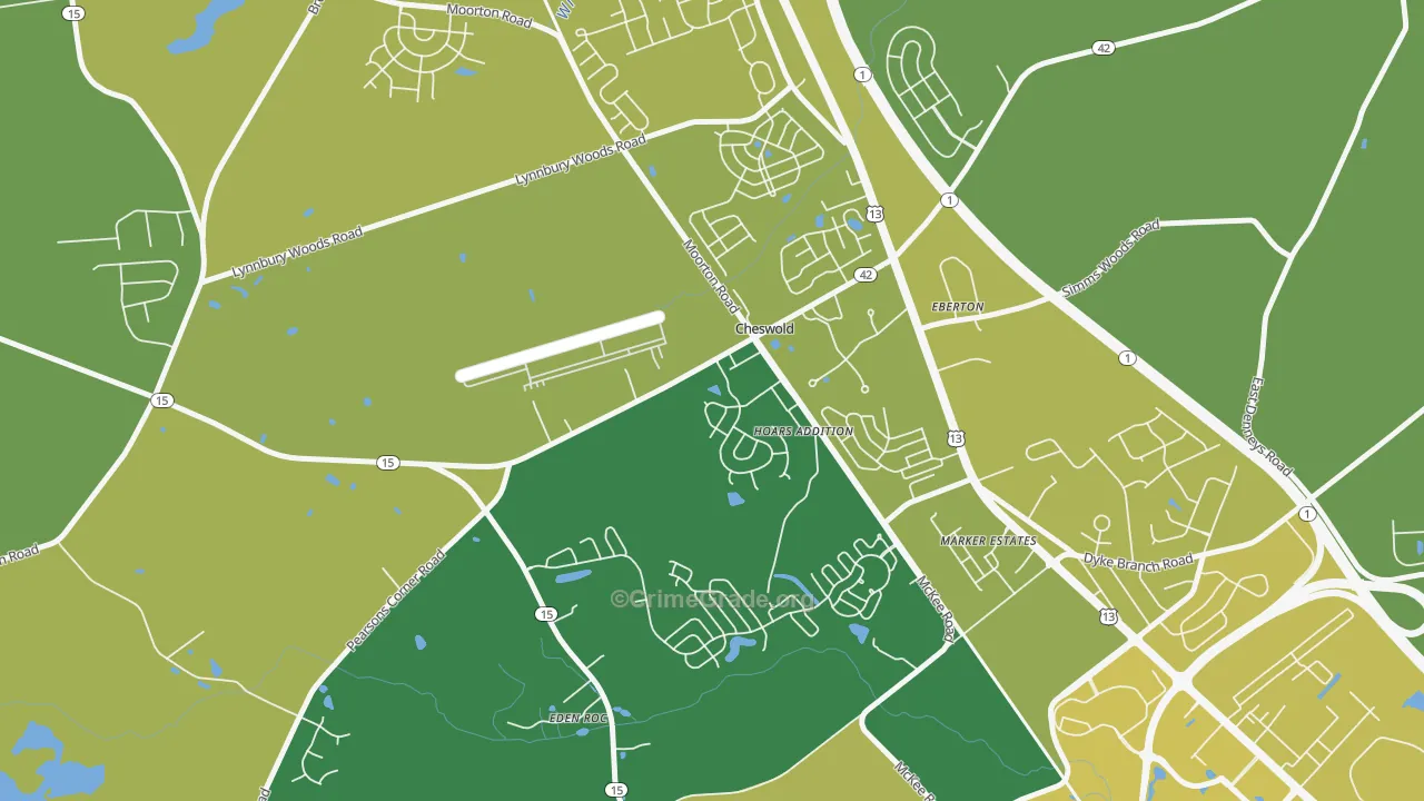 Cheswold, DE Map of Vehicle Theft Rates