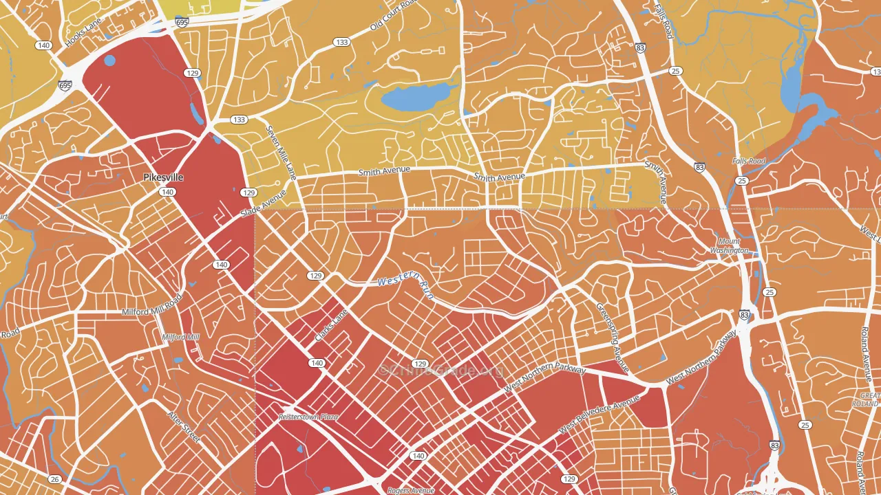 Cheswolde, Baltimore, MD Map of Vehicle Theft Rates