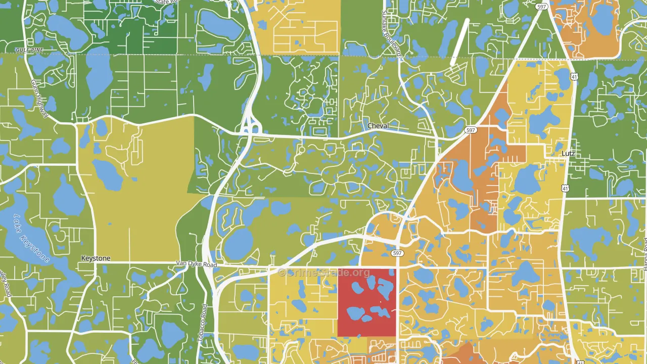 Cheval, FL Map of Vehicle Theft Rates