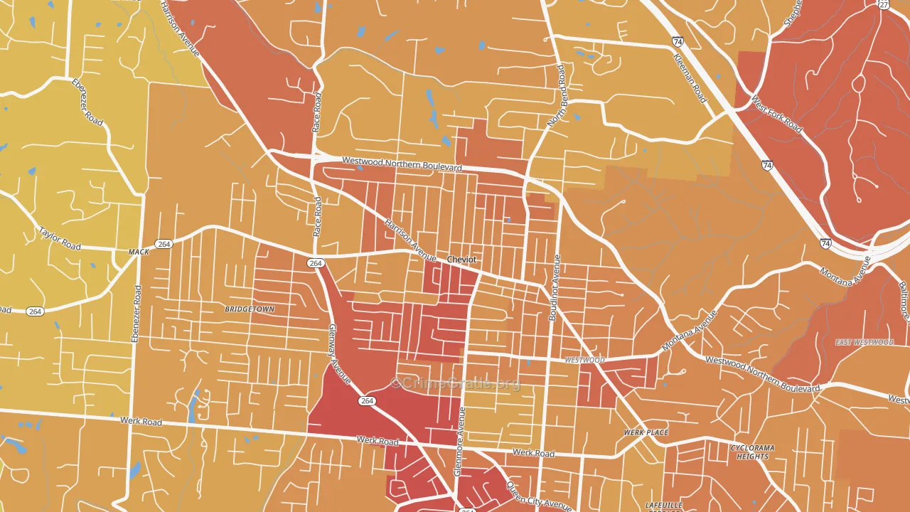 Cheviot, OH Map of Vehicle Theft Rates