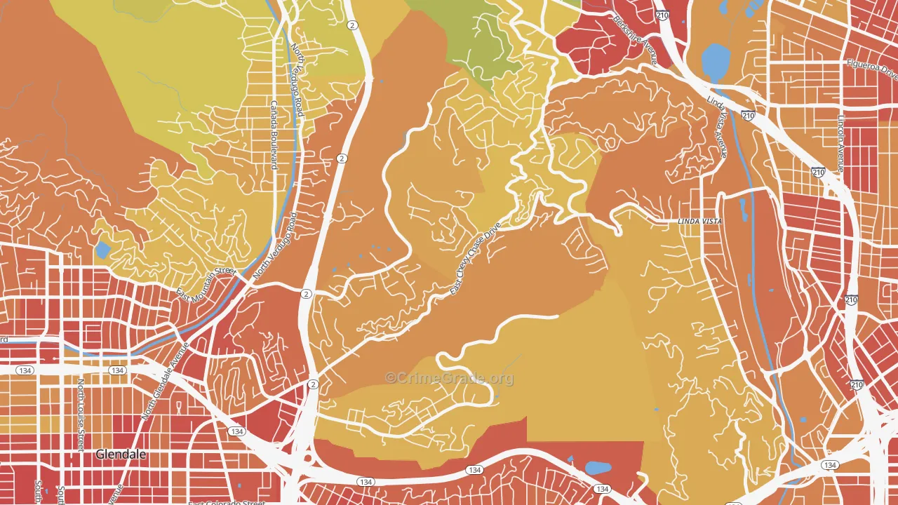 Chevy Chase, Glendale, CA Map of Vehicle Theft Rates