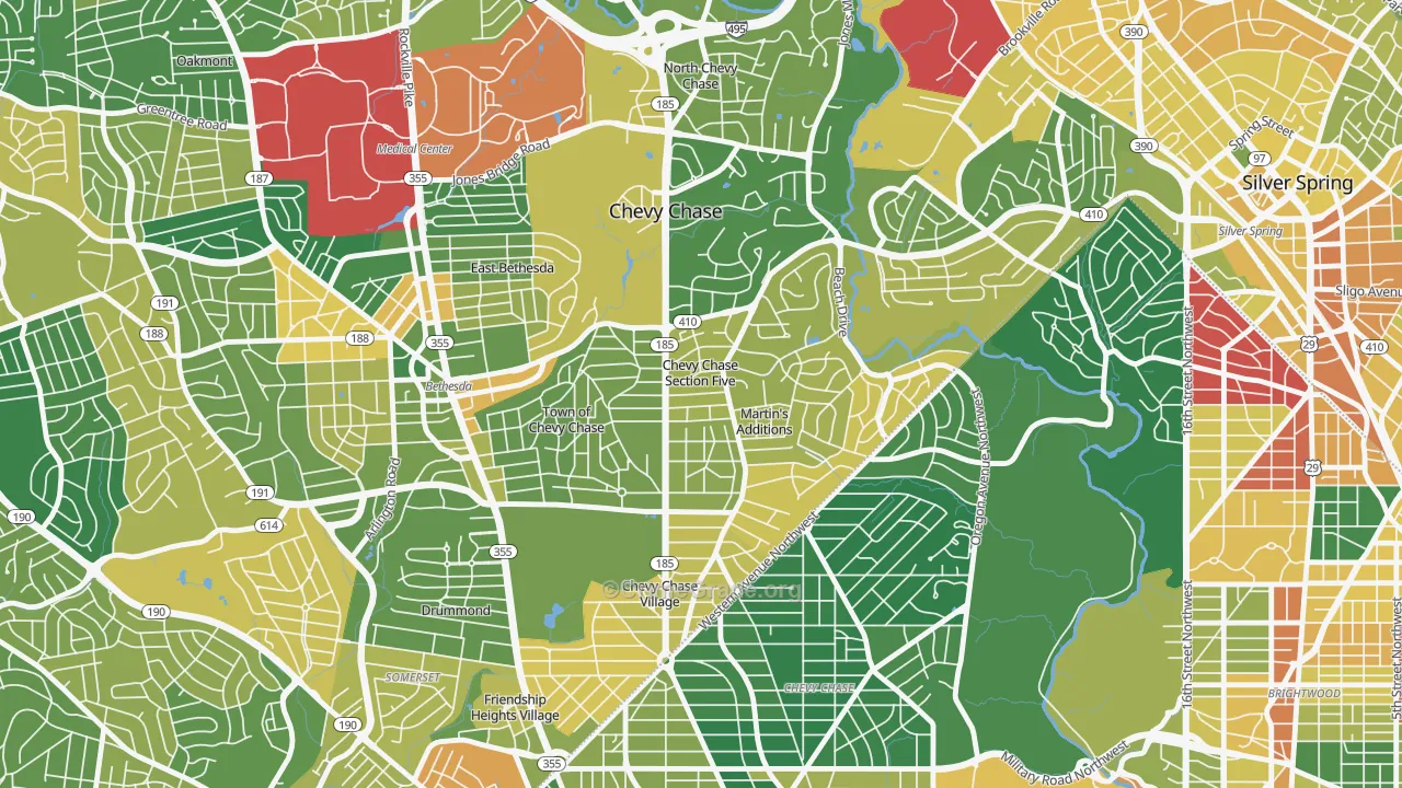 Chevy Chase Section Five, MD Map of Vehicle Theft Rates