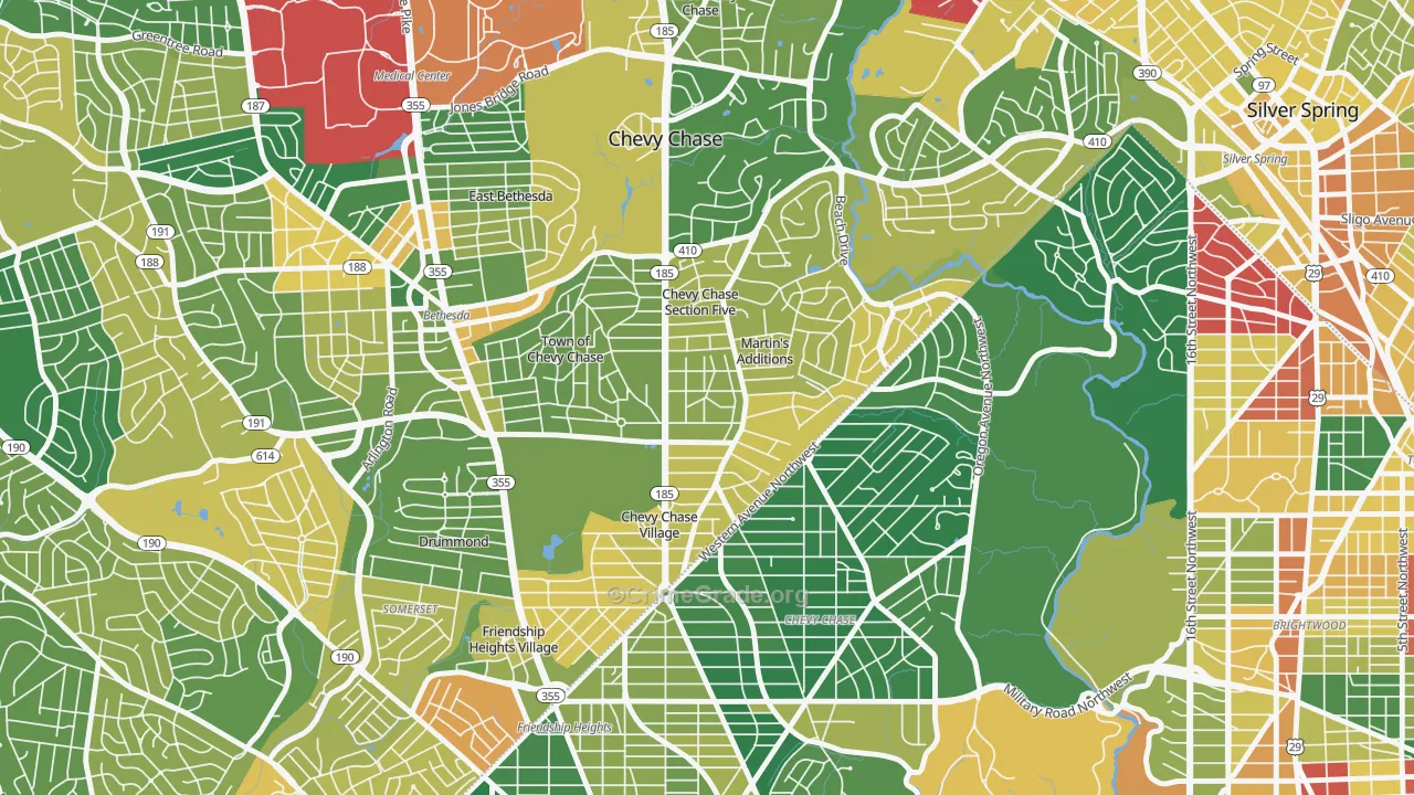 Chevy Chase Section Three, MD Map of Vehicle Theft Rates