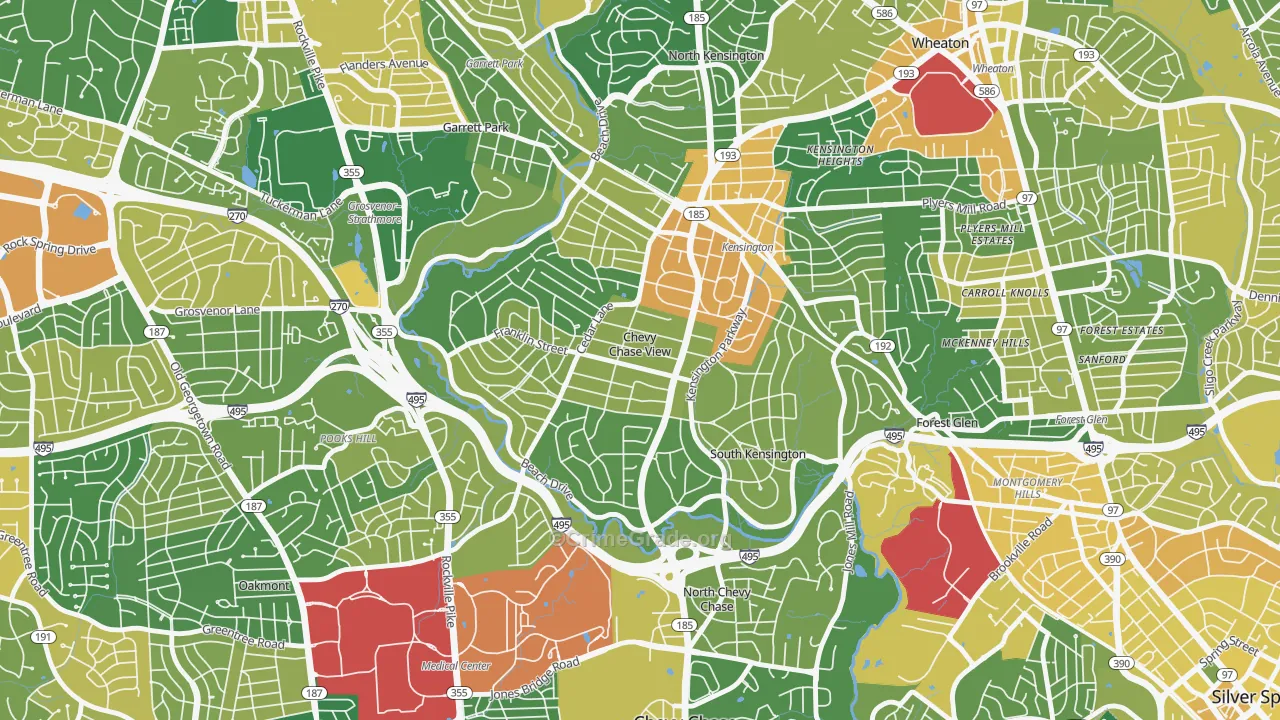 Chevy Chase View, MD Map of Vehicle Theft Rates