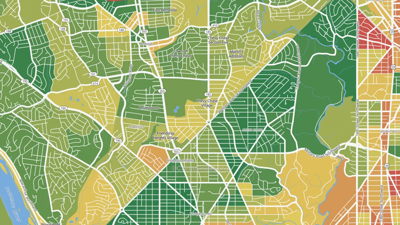 Chevy Chase Village, MD Map of Vehicle Theft Rates