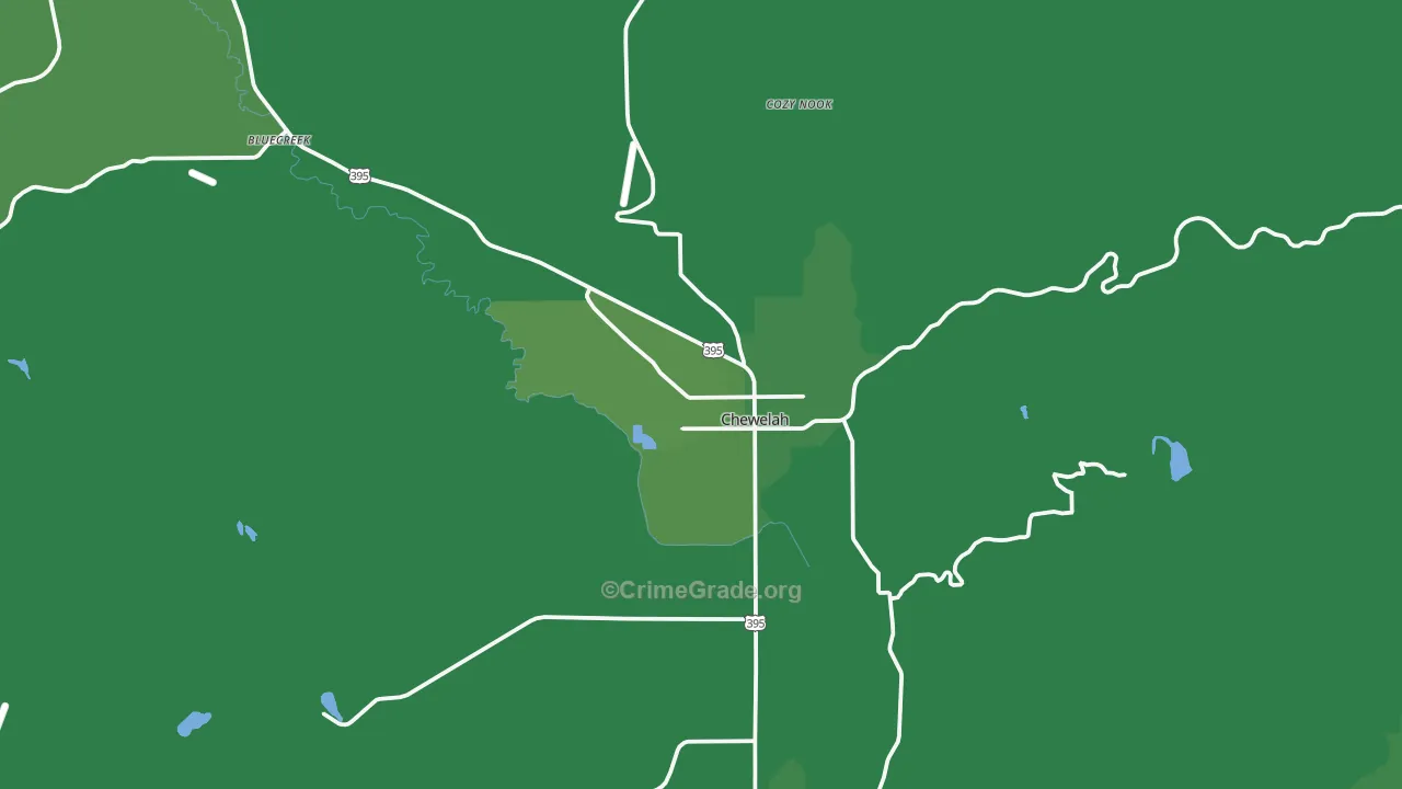 Chewelah, WA Map of Vehicle Theft Rates