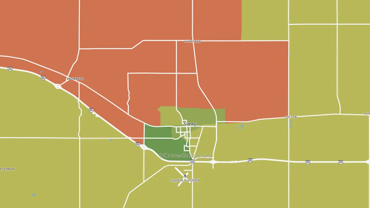 Cheyenne County, NE Map of Vehicle Theft Rates