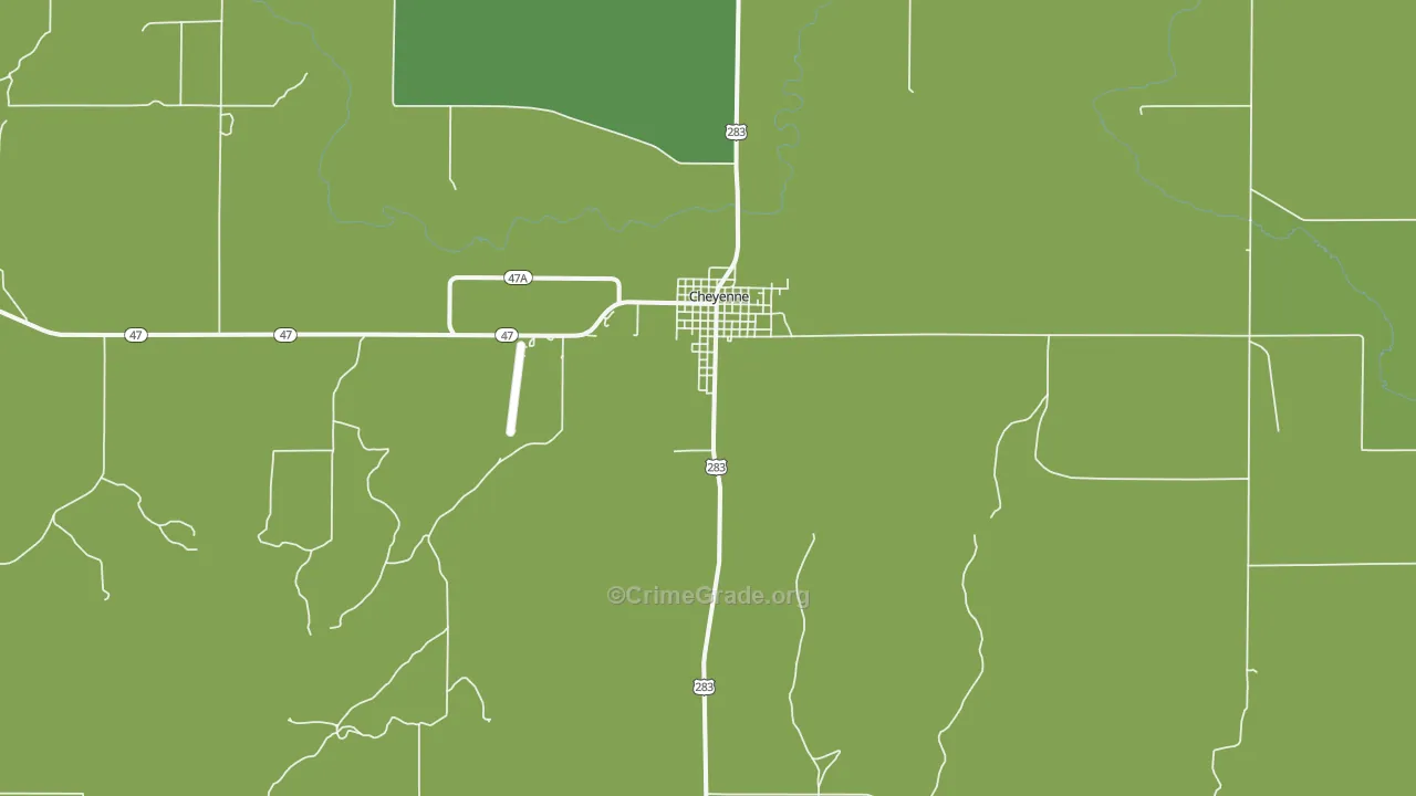 Cheyenne, OK Map of Vehicle Theft Rates