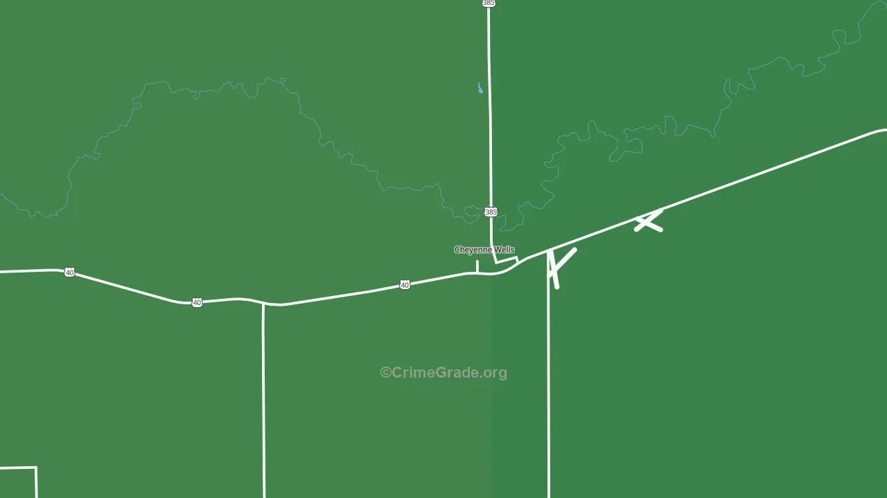 Cheyenne Wells, CO Map of Vehicle Theft Rates