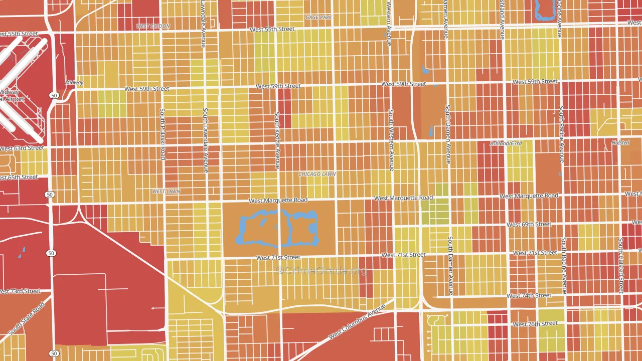 Chicago Lawn, Chicago, IL Map of Vehicle Theft Rates