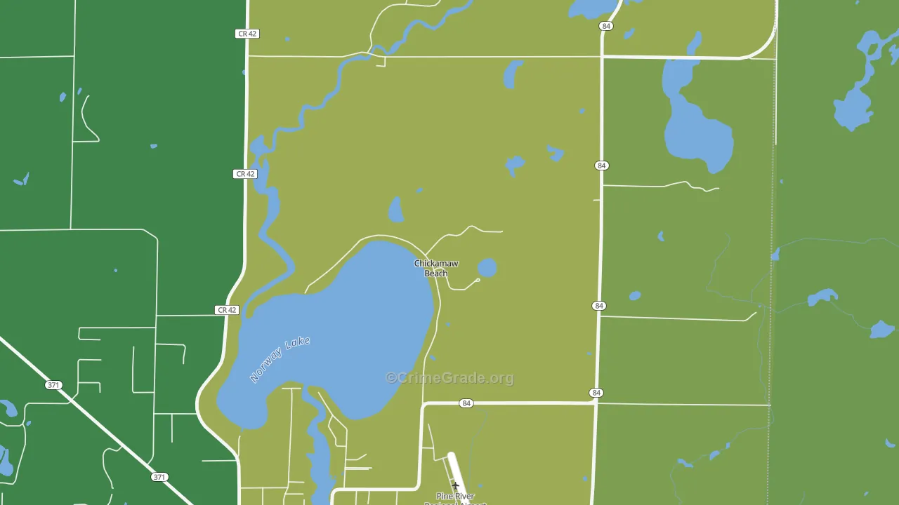 Chickamaw Beach, MN Map of Vehicle Theft Rates