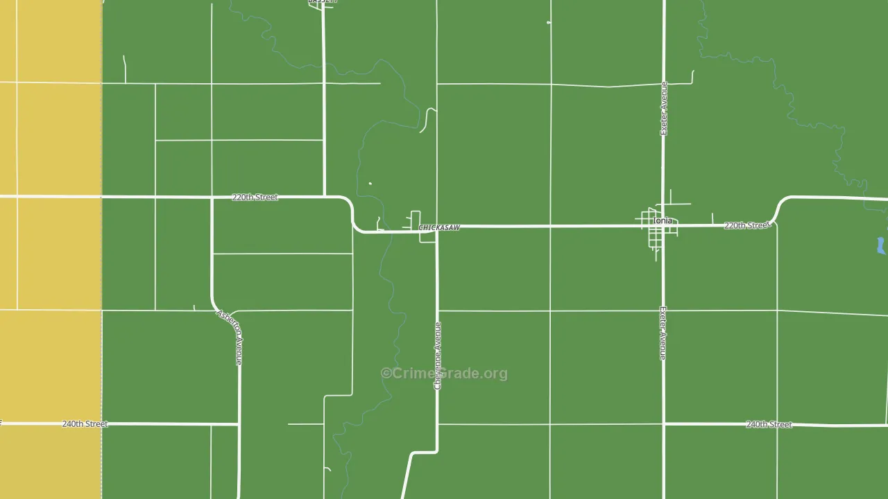 Chickasaw, IA Map of Vehicle Theft Rates